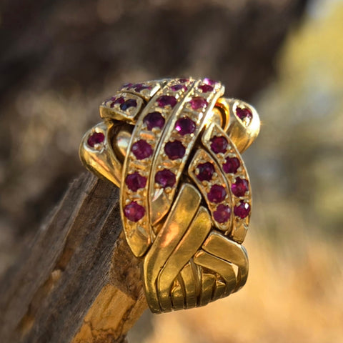 Ruby 14K Gold Antique Puzzle Ring