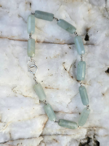 Aquamarine Infinity Sterling Silver Bracelet