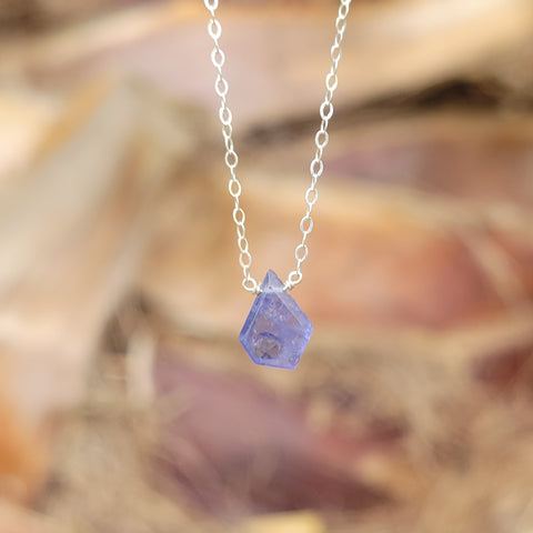 Tanzanite Portrait Cut Sterling Silver Necklace