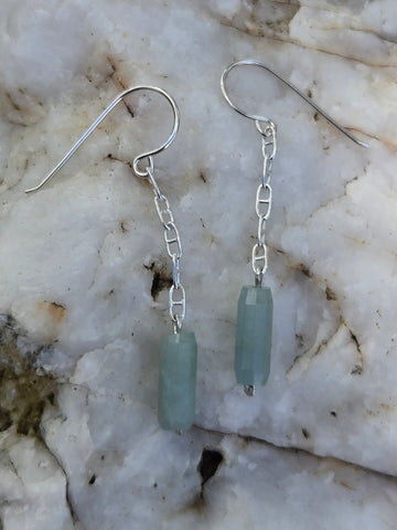 Aquamarine Nautical Fender Anchor Chain Earrings