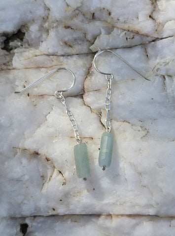 Aquamarine Nautical Fender Anchor Chain Earrings