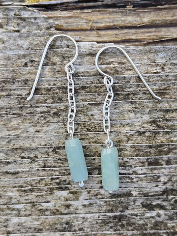 Aquamarine Nautical Fender Anchor Chain Earrings