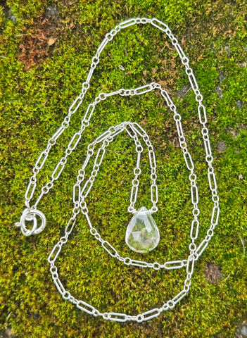 White Topaz Faceted Briolette Sterling Silver Necklace