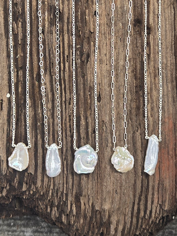Freshwater Baroque Pearl Sterling Silver Necklace