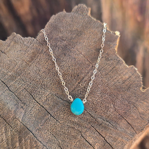 Turquoise Briolette Sterling Silver Necklace