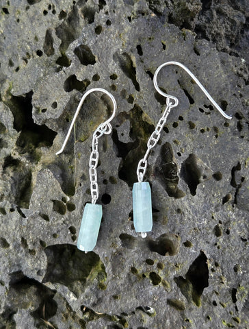 Aquamarine Nautical Fender Anchor Chain Earrings