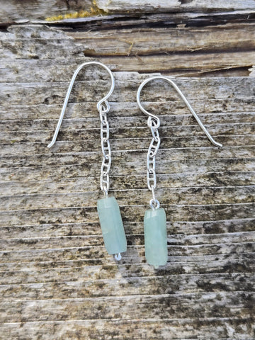 Aquamarine Nautical Fender Anchor Chain Earrings