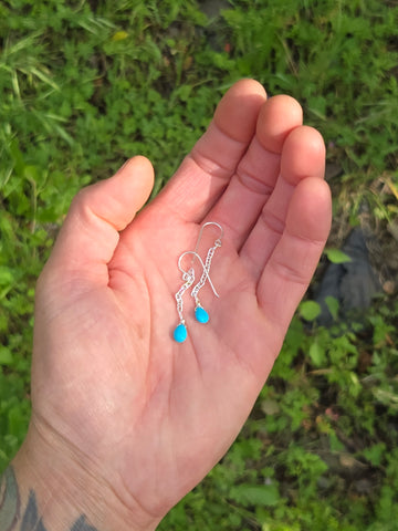 Turquoise Anchor Chain Earrings