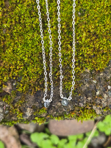 Montana Sapphire Faceted Dainty Briolette Sterling Silver Necklace