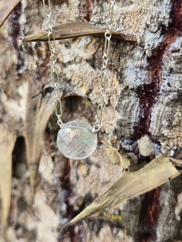 Labyrinth Crystal Ball Sterling Silver Necklace