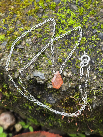 Indian Sunstone Portrait Cut Sterling Silver Necklace