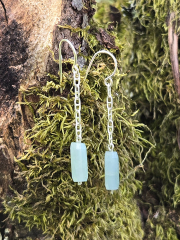 Aquamarine Nautical Fender Anchor Chain Earrings