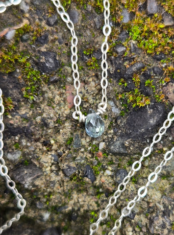 Montana Sapphire Faceted Dainty Briolette Sterling Silver Necklace