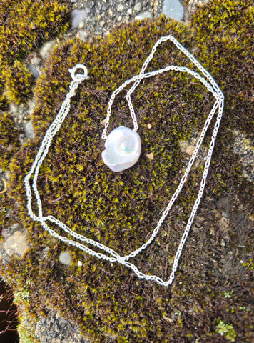 Freshwater Baroque Pearl Sterling Silver Necklace