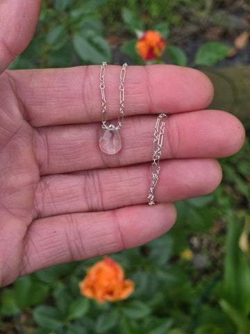 White Topaz Faceted Briolette Sterling Silver Necklace