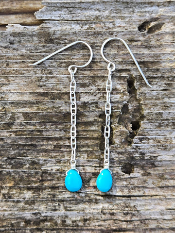 Turquoise Anchor Chain Earrings