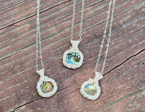 Abalone Shell Woven Basket Necklace