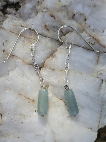 Aquamarine Nautical Fender Anchor Chain Earrings
