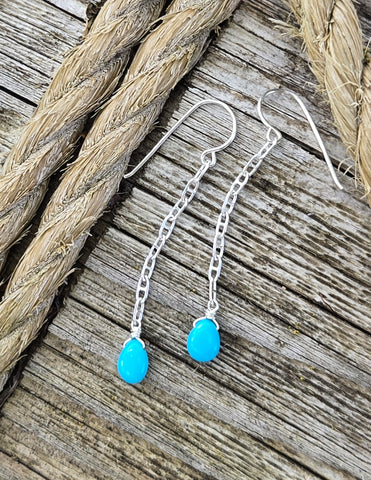 Turquoise Anchor Chain Earrings