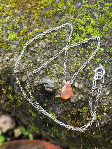 Indian Sunstone Portrait Cut Sterling Silver Necklace