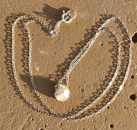 Dainty Freshwater Baroque Pearl Sterling Silver Necklace