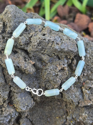 Aquamarine Infinity Sterling Silver Bracelet