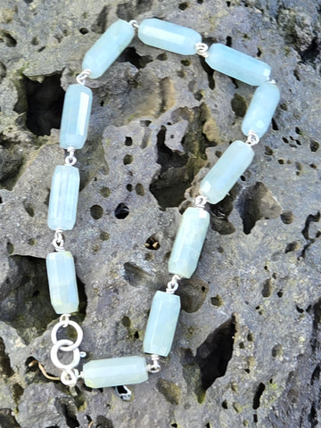 Aquamarine Infinity Sterling Silver Bracelet