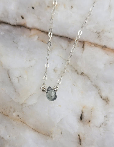 Montana Sapphire Faceted Dainty Briolette Sterling Silver Necklace