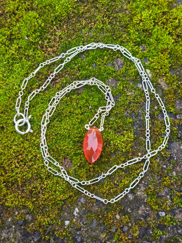 Carnelian Faceted Marquise Sterling Silver Necklace