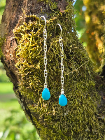 Turquoise Anchor Chain Earrings