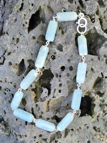 Aquamarine Infinity Sterling Silver Bracelet