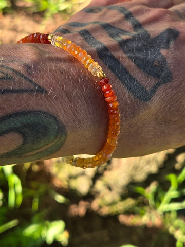 Mexican Fire Opal and Ancient Egyptian Gold Bead Replica 18k & 14K Gold Bracelet