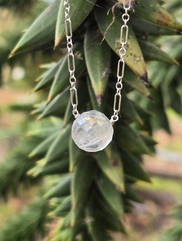 Labyrinth Crystal Ball Sterling Silver Necklace