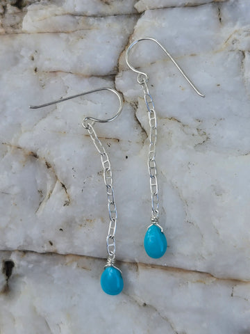Turquoise Anchor Chain Earrings