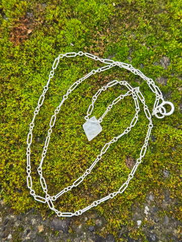 Rainbow Moonstone Faceted Diamond Sterling Silver Necklace 