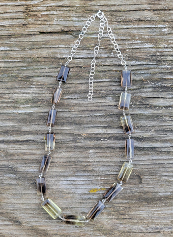 Faceted Smoky Citrine Rectangle Bead Infinity Necklace