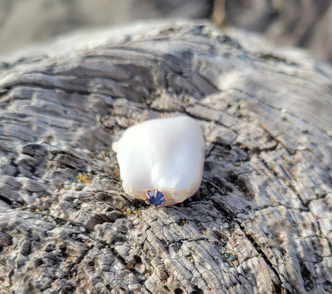 Sea Pearl with Cylon Sapphire 14k Rosegold Pendant