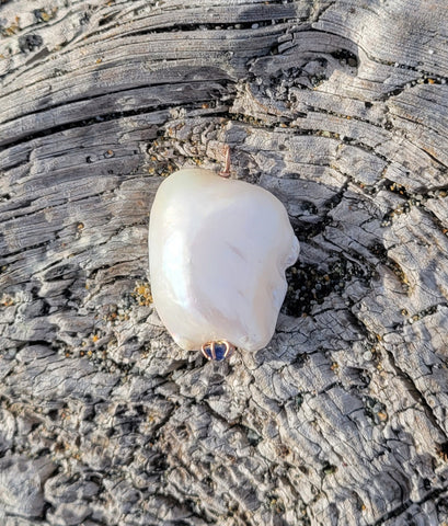 Sea Pearl with Cylon Sapphire 14k Rosegold Pendant