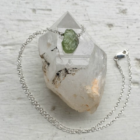 Raw Peridot Necklace