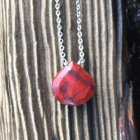 Red Jasper Faceted Briolette Necklace Root Chakra