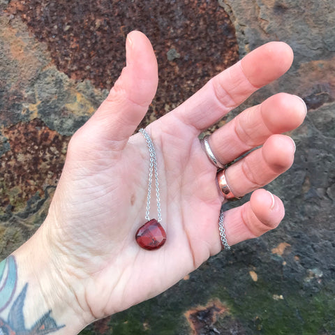 Red Jasper Faceted Briolette Necklace Root Chakra