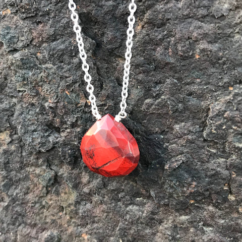 Red Jasper Faceted Briolette Necklace Root Chakra