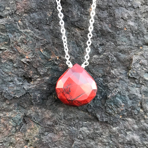 Red Jasper Faceted Briolette Necklace Root Chakra