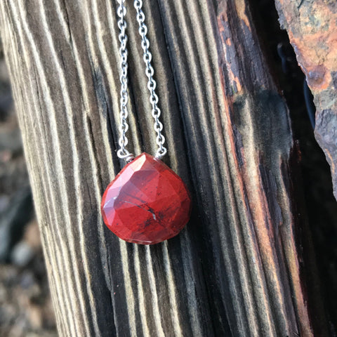 Red Jasper Faceted Briolette Necklace Root Chakra